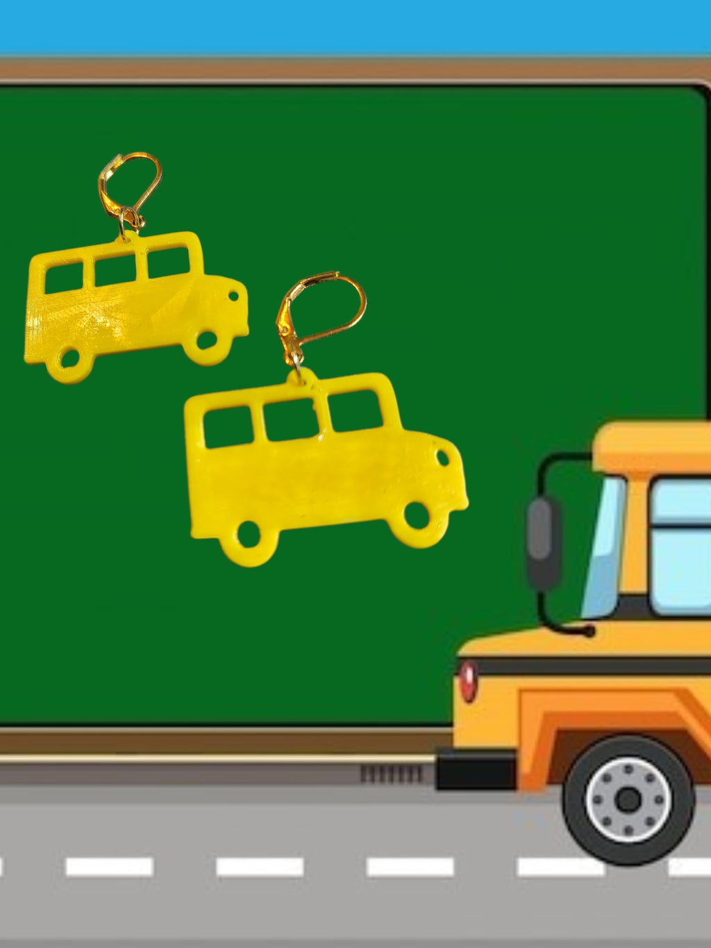 3D Printed School Bus Earrings