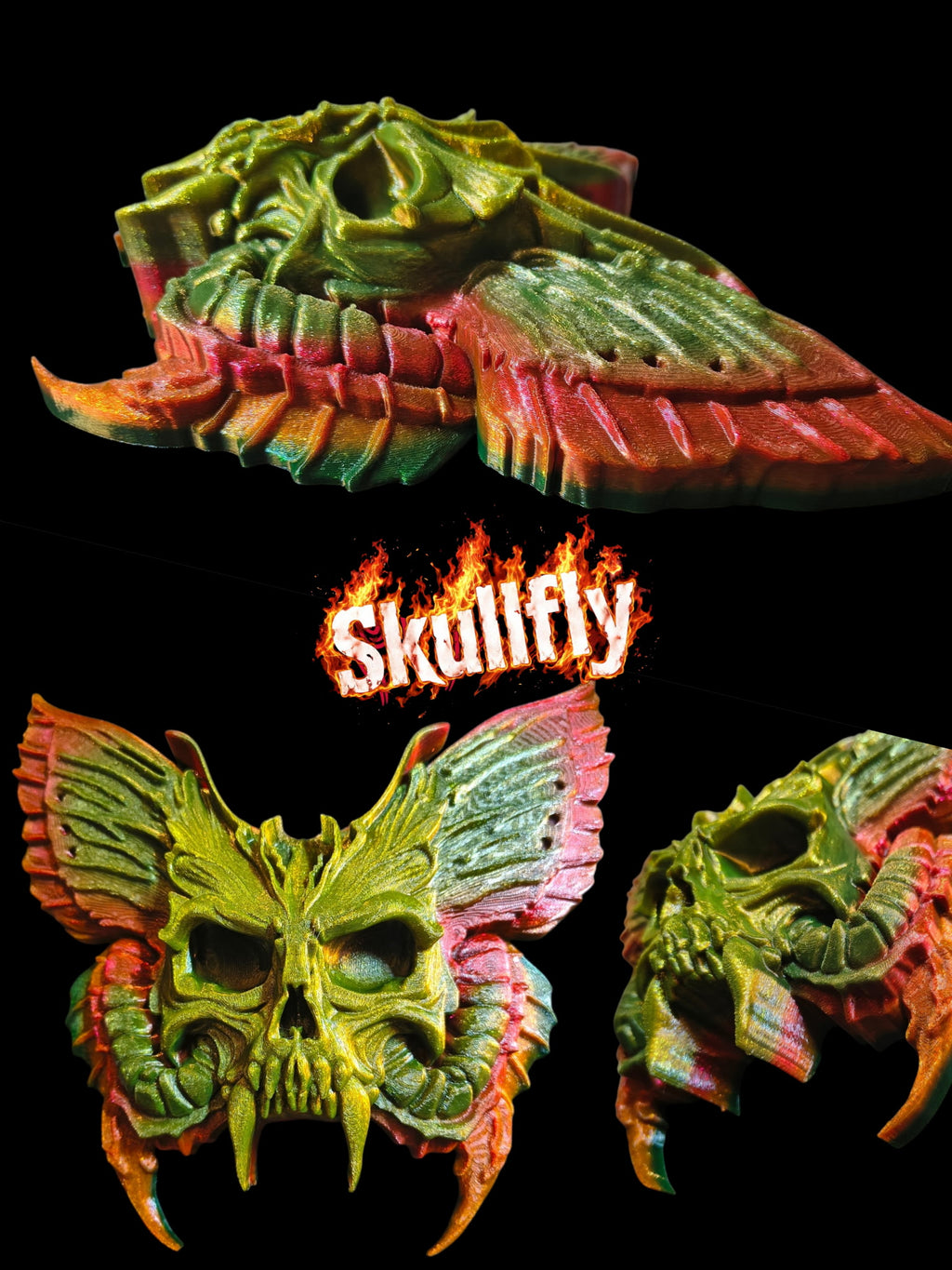 3D Printed Skull Butterfly Wall Hang
