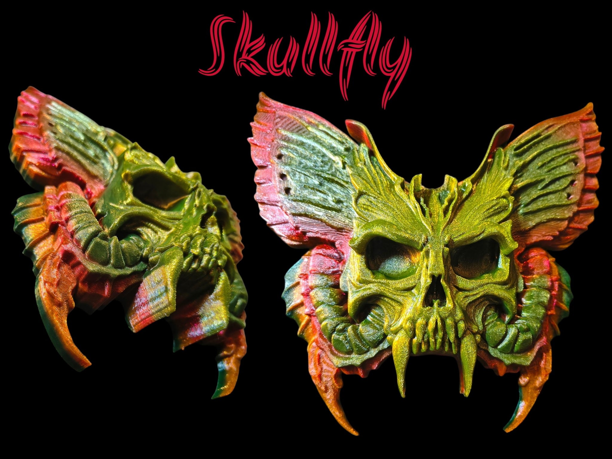 3D Printed Skull Butterfly Wall Hang